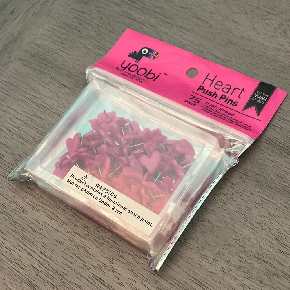 Yoobi Heart Push Pins - Pink - Picture 4 of 4